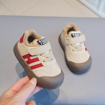 Unisex tenisice za bebe – umjetna PU gornja, Velcro zatvarač, debeli protuklizni potplat, za zimu i jesen, uzorak s slovima