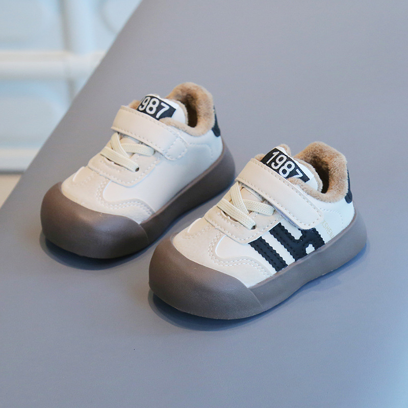 Unisex tenisice za bebe – umjetna PU gornja, Velcro zatvarač, debeli protuklizni potplat, za zimu i jesen, uzorak s slovima