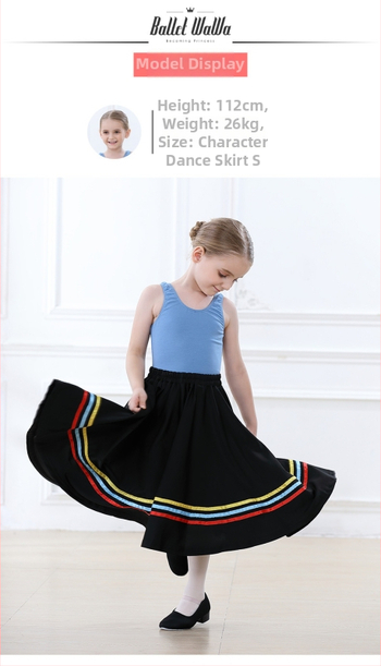 Lányok balett ruhája karaktertánc vizsgákhoz, hosszú poliészter ruha 3–8 éveseknek