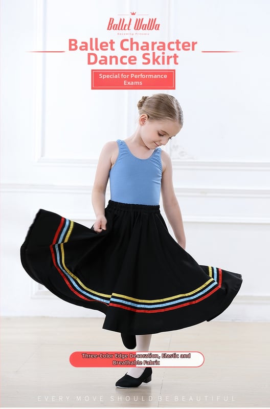 Lányok balett ruhája karaktertánc vizsgákhoz, hosszú poliészter ruha 3–8 éveseknek