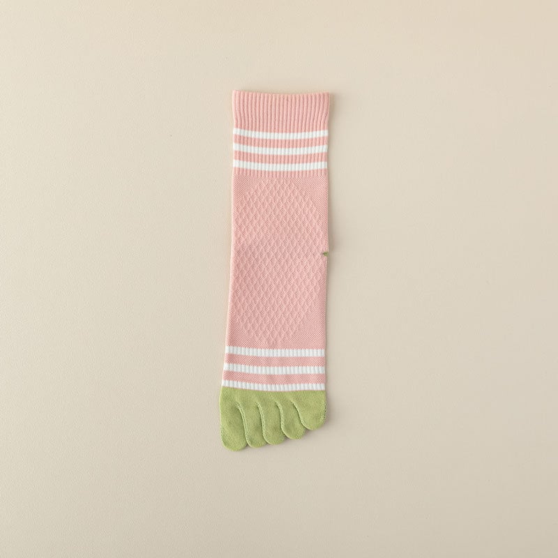 Жени петопръстни памучни чорапи за есенно-зимния сезон, антибактериални, дезодориращи и пот абсорбиращи, средно дълги спортни чорапи.