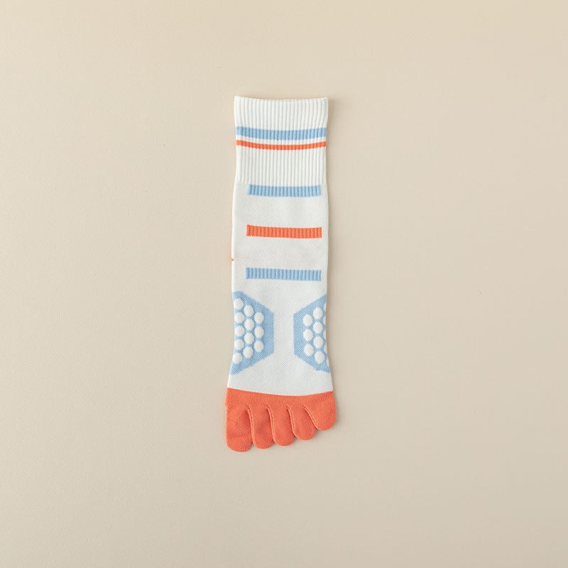 Жени петопръстни памучни чорапи за есенно-зимния сезон, антибактериални, дезодориращи и пот абсорбиращи, средно дълги спортни чорапи.