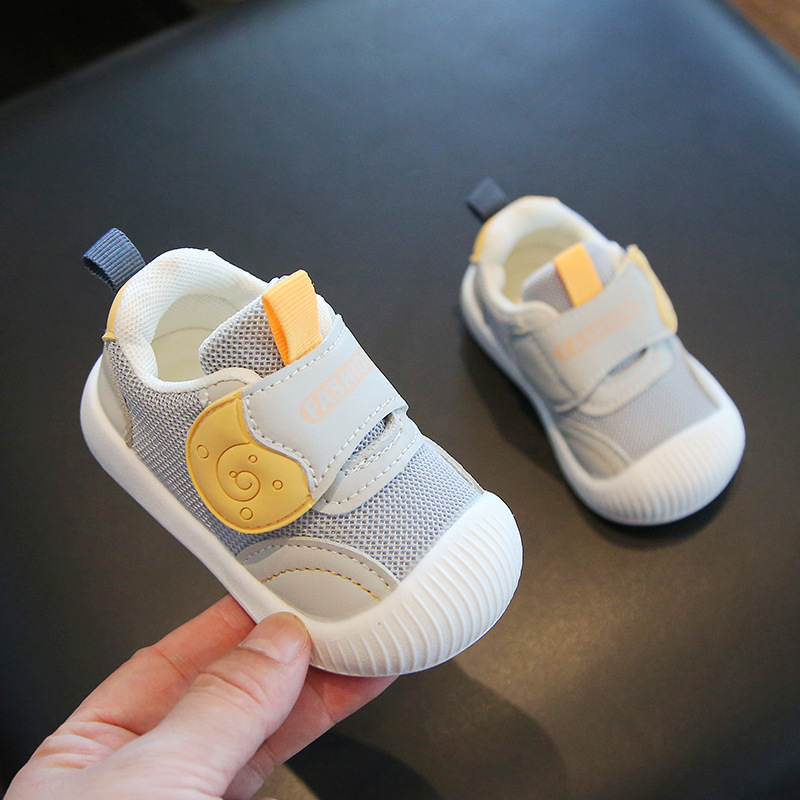 Pantofi unisex pentru bebeluți, primăvară-toamnă, talpă moale, sus din plasă, închidere Velcro, respirabili, antiderapant