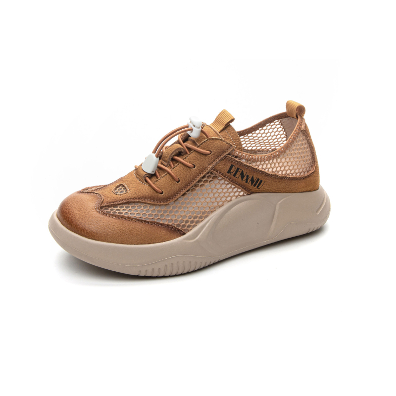 Pantofi sport din plasă pentru femei | Material superior: piele de prim strat, talpă din cauciuc, înălțime toc 3–5 cm, închidere elastică