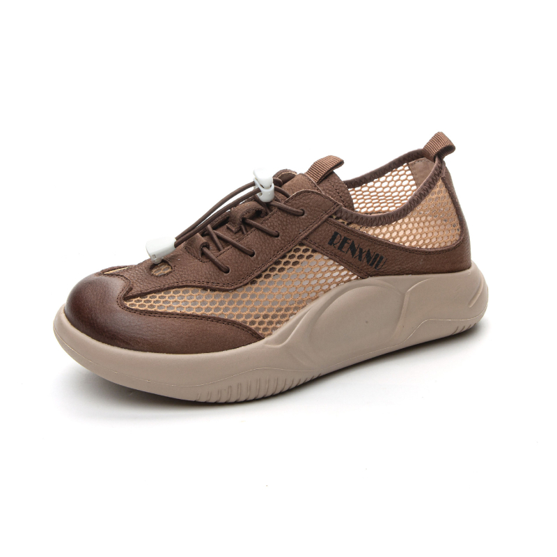 Pantofi sport din plasă pentru femei | Material superior: piele de prim strat, talpă din cauciuc, înălțime toc 3–5 cm, închidere elastică