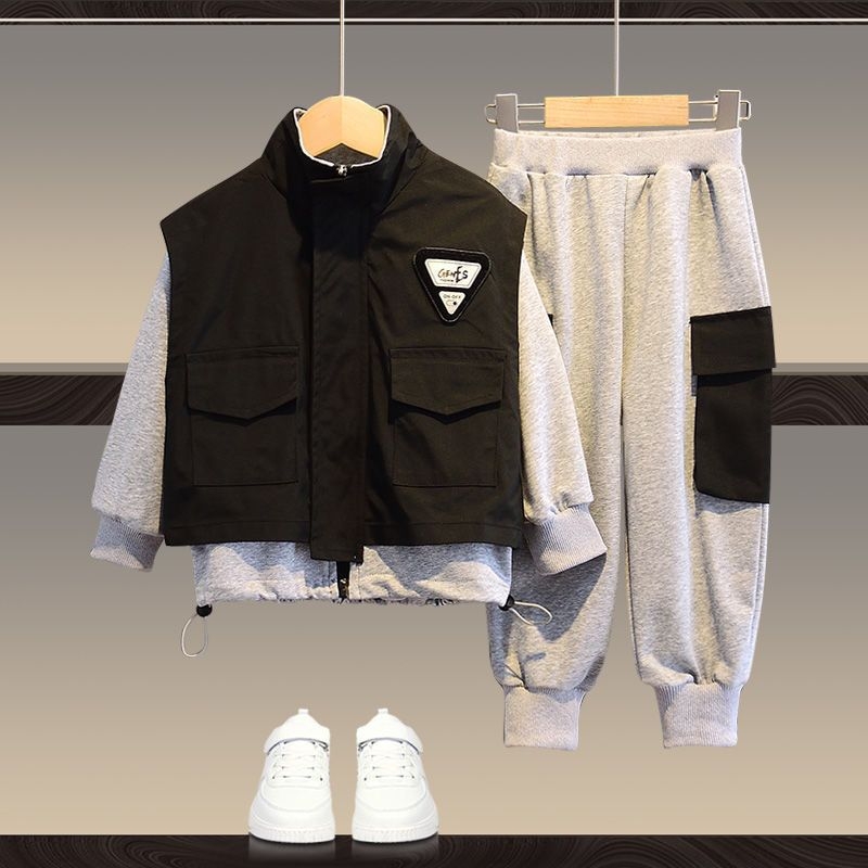 Fiúknak szóló két darabos corduroy szett nyusziszőrrel, hosszú ujjú felső és rövidnadrág, őszi stílus, 2025 tavaszi bevezetés, 0–1 éves korosztály