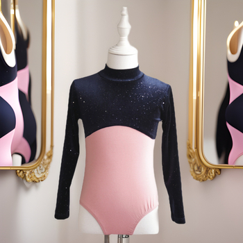 Lányoknak készült hosszú ujjú táncgyakorló felső magas gallérral, balett és kínai táncokhoz, 95% pamut