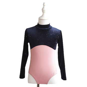 Lányoknak készült hosszú ujjú táncgyakorló felső magas gallérral, balett és kínai táncokhoz, 95% pamut