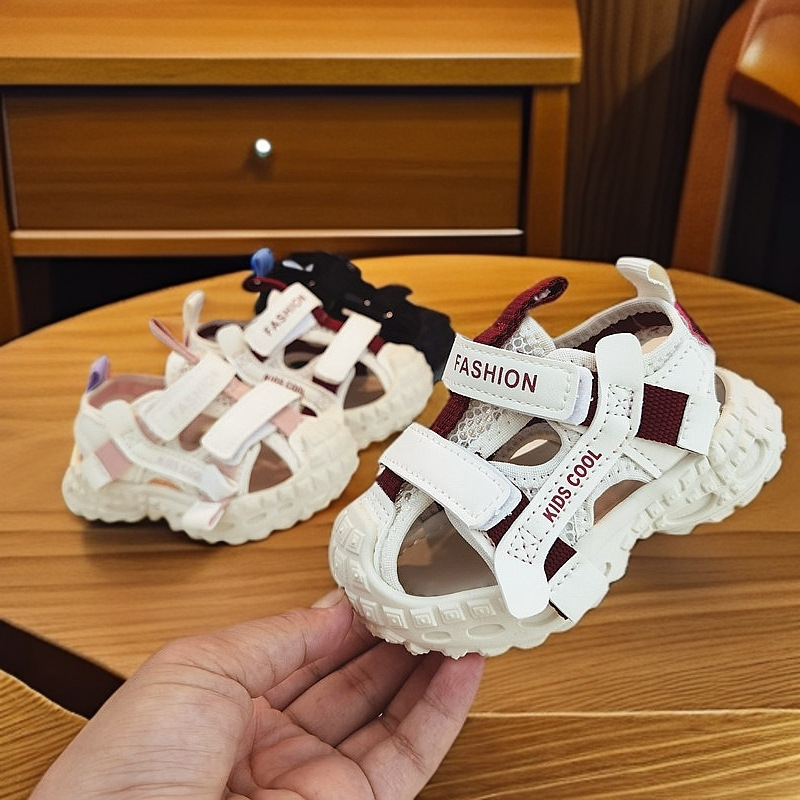 Pantofi de plajă unisex, din piele sintetică la exterior, închidere Velcro, vară 2025, pentru copii 6–36 de luni