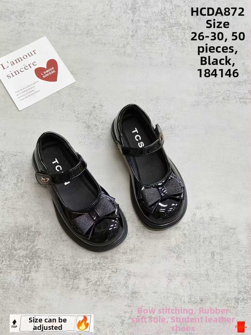 Lányoknak brit stílusú cipő Velcro-zárással, Ultra-fiber bőrszínű felsőrész, PU talpbetét, TPR talp