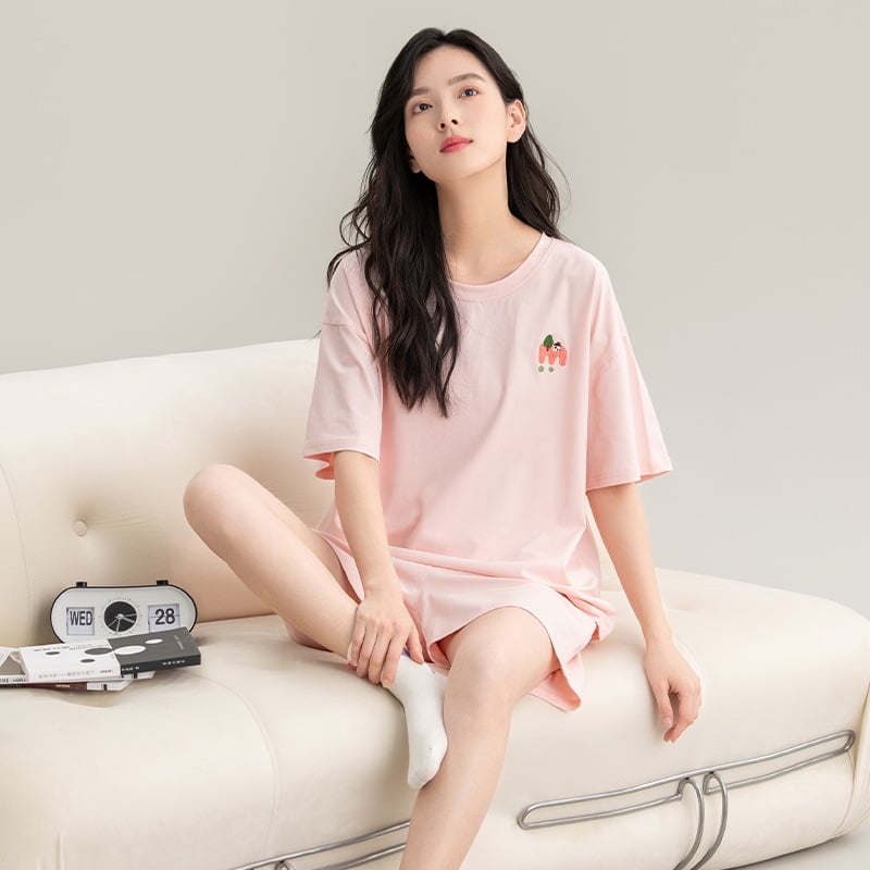 Ljetni set ženskih pidžama od 100% pamuka, antibakterijski, okrugli izrez, rukav 3/4, kratke hlače