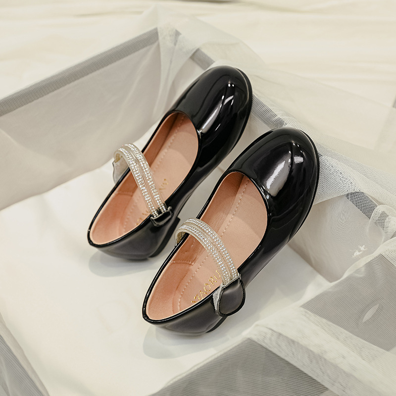Dječje ravne cipele za djevojčice s mekanom podom — PU gornji dio, Velcro zatvaranje, EVA uložak, plastična đon, stil princeze
