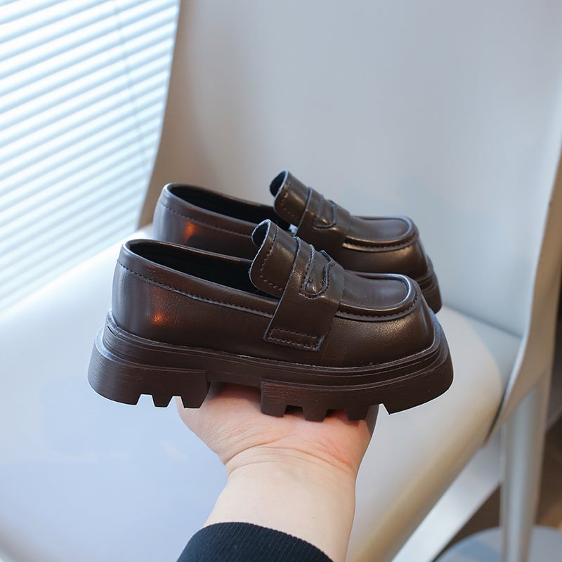 Dječje kožne cipele – princes stil, slip-on, PU gornji dio, plastični potplat, niski vrh