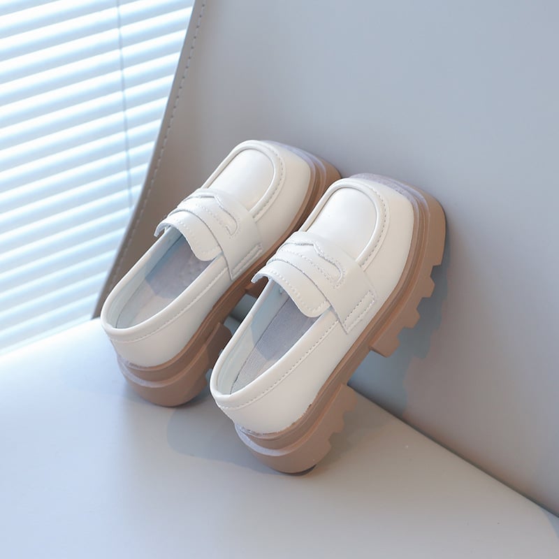 Dječje kožne cipele – princes stil, slip-on, PU gornji dio, plastični potplat, niski vrh