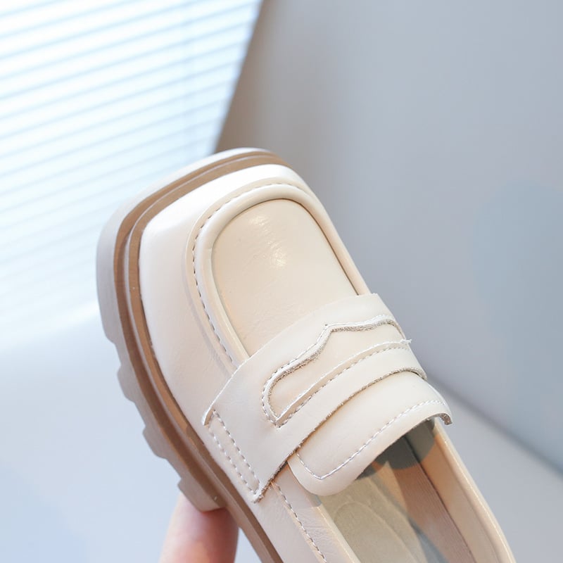 Dječje kožne cipele – princes stil, slip-on, PU gornji dio, plastični potplat, niski vrh
