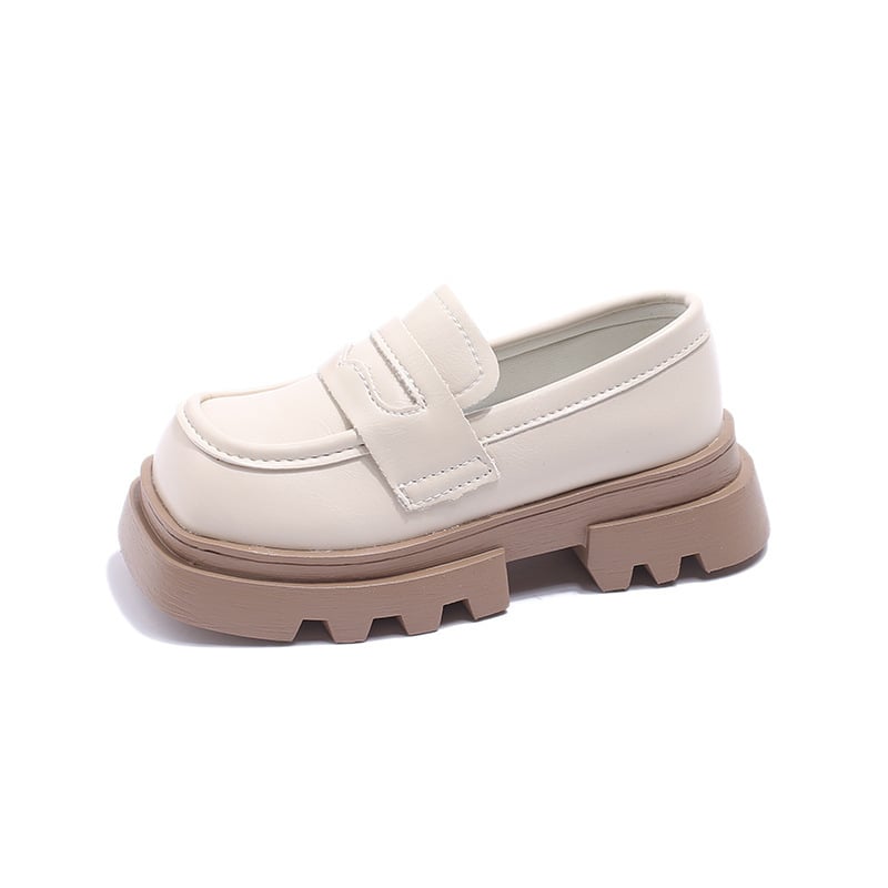 Dječje kožne cipele – princes stil, slip-on, PU gornji dio, plastični potplat, niski vrh