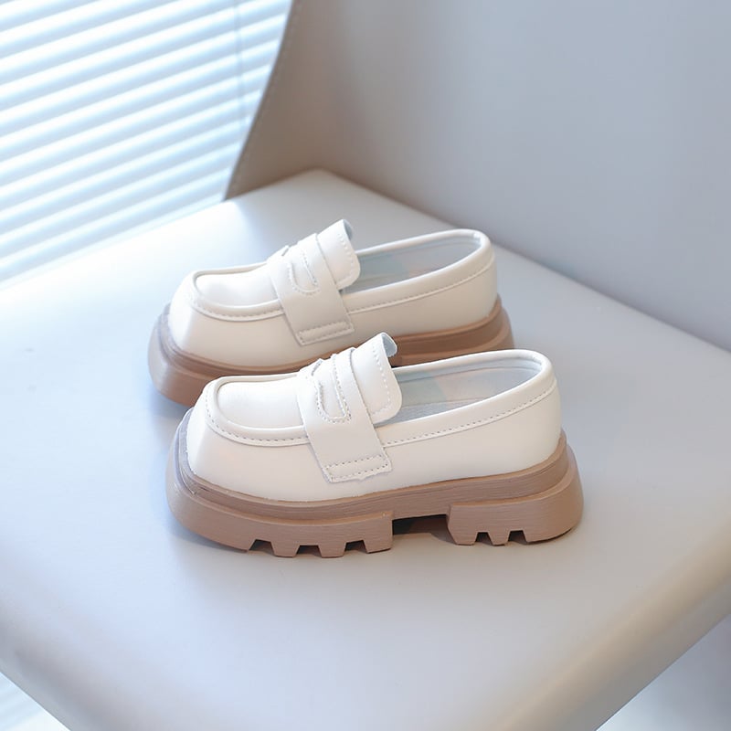 Dječje kožne cipele – princes stil, slip-on, PU gornji dio, plastični potplat, niski vrh