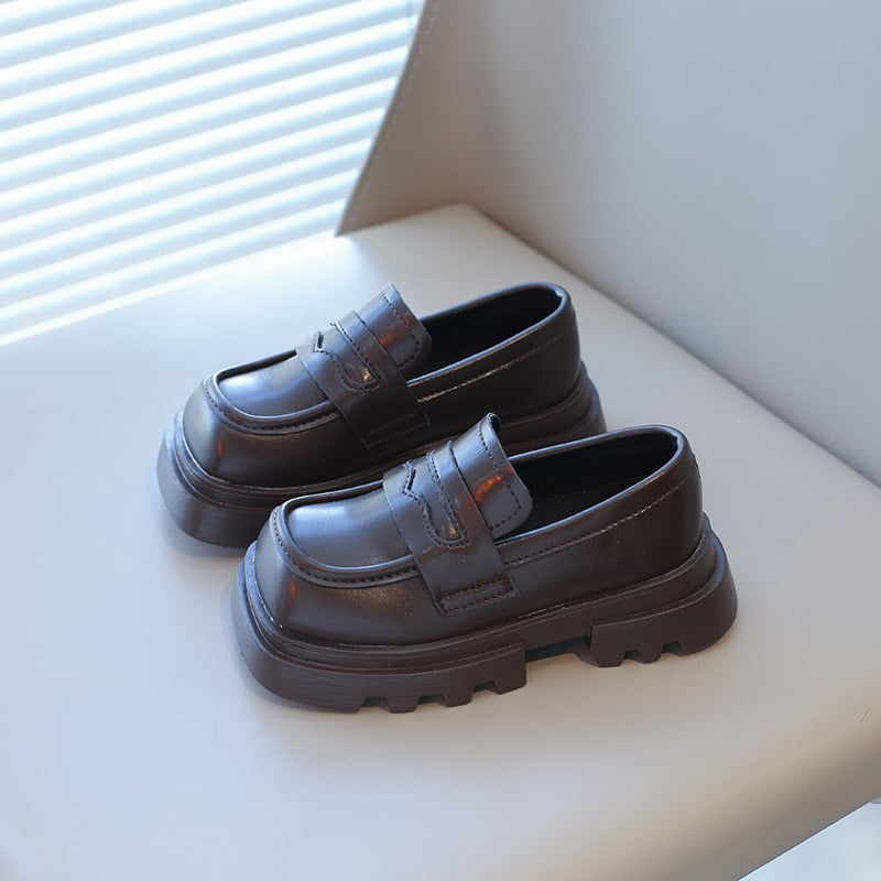 Dječje kožne cipele – princes stil, slip-on, PU gornji dio, plastični potplat, niski vrh