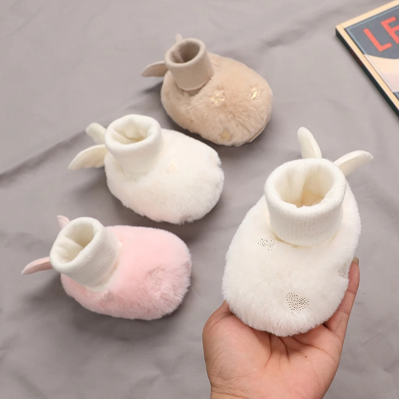 Pantofi de iarnă pentru sugari, căptuți cu fleece, talpă moale din material bumbac, pentru 6–12 luni, pantofi de mers înalți cu design anti-alunecare