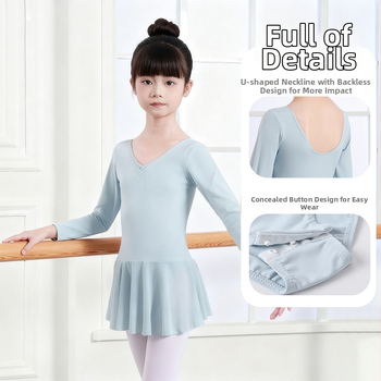 Gyerekek balett ruházat hosszú ujjú, nylon 75% anyag, hercegnő stílus, 3–8 éveseknek, tavasz 2025