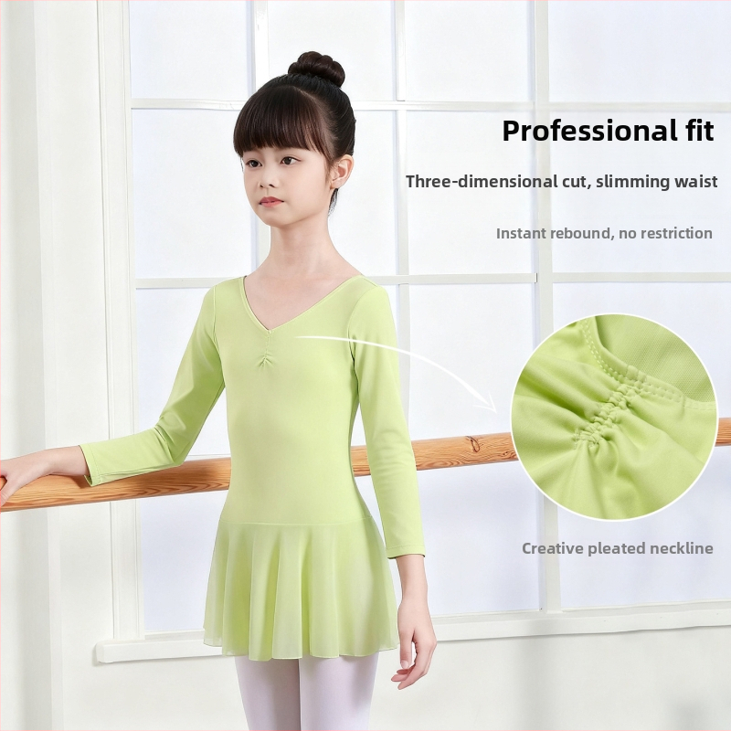 Gyerekek balett ruházat hosszú ujjú, nylon 75% anyag, hercegnő stílus, 3–8 éveseknek, tavasz 2025