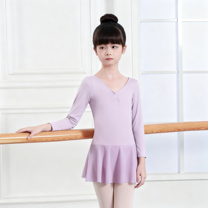 Gyerekek balett ruházat hosszú ujjú, nylon 75% anyag, hercegnő stílus, 3–8 éveseknek, tavasz 2025