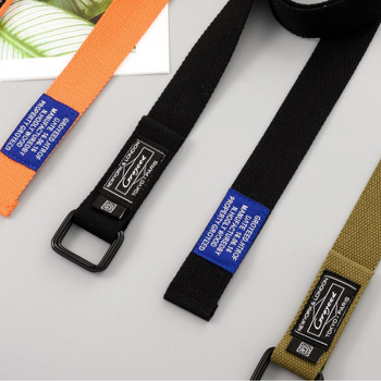 Ζώνη από καμβά σε στυλ Κορέας, unisex, με πόρπη από σίδηρο και διπλό δαχτυλίδι, πλάτος 2-4 εκ.