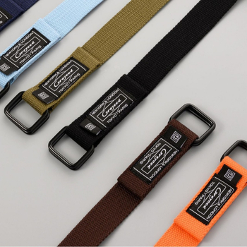 Ζώνη από καμβά σε στυλ Κορέας, unisex, με πόρπη από σίδηρο και διπλό δαχτυλίδι, πλάτος 2-4 εκ.