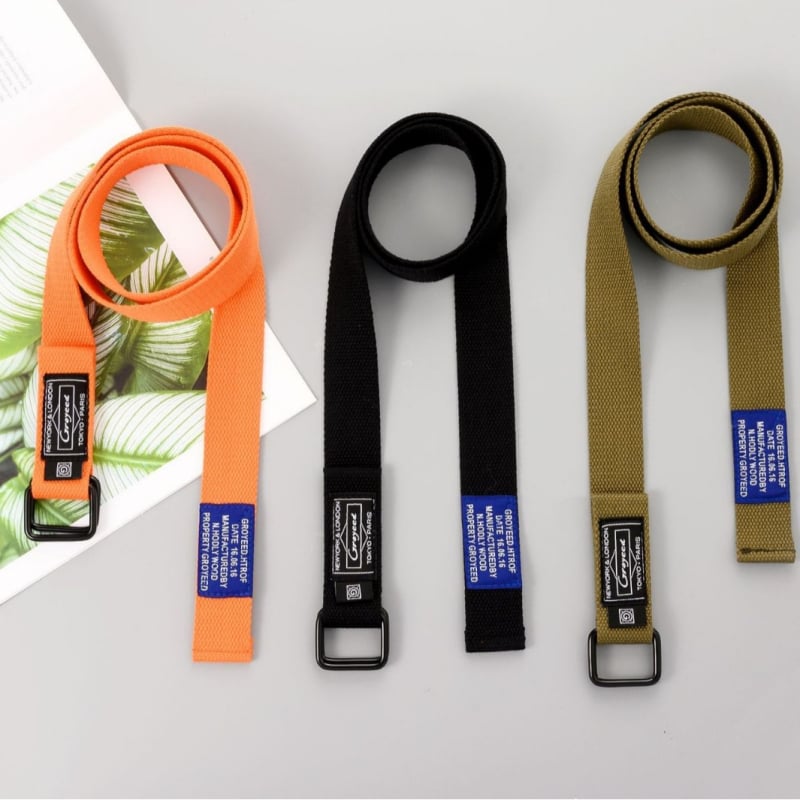 Ζώνη από καμβά σε στυλ Κορέας, unisex, με πόρπη από σίδηρο και διπλό δαχτυλίδι, πλάτος 2-4 εκ.