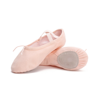 Μπαλέτικά παπούτσια με κορδόνια για χορό, πάνω μέρος από καμβά, δερμάτινη σόλα, αναπνέουν και ελαφριά, για παιδιά