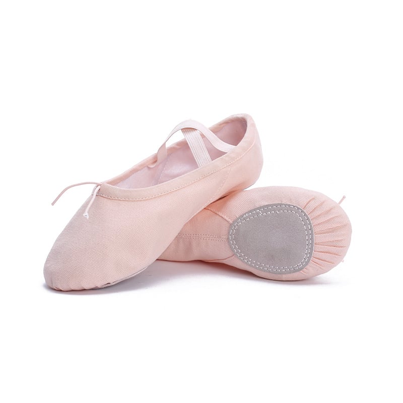 Μπαλέτικά παπούτσια με κορδόνια για χορό, πάνω μέρος από καμβά, δερμάτινη σόλα, αναπνέουν και ελαφριά, για παιδιά