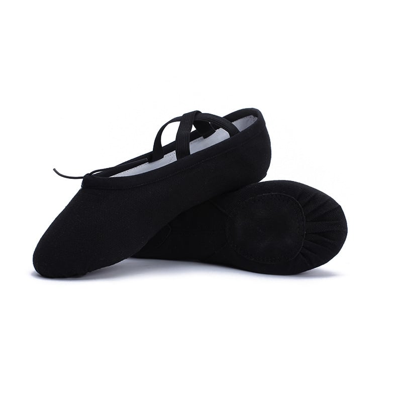 Μπαλέτικά παπούτσια με κορδόνια για χορό, πάνω μέρος από καμβά, δερμάτινη σόλα, αναπνέουν και ελαφριά, για παιδιά