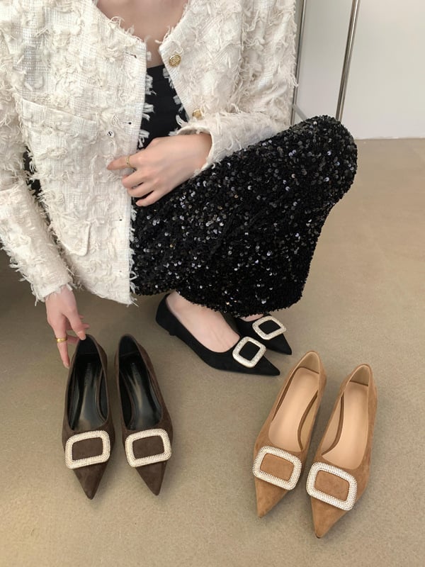 Γυναικείες γόβες με μυτερό δάχτυλο - επάνω από μικροΐνες, χαμηλό τακούνι 1-3 cm, εσωτερικός πάτος PU, μάρκα Huimeisi Zhen