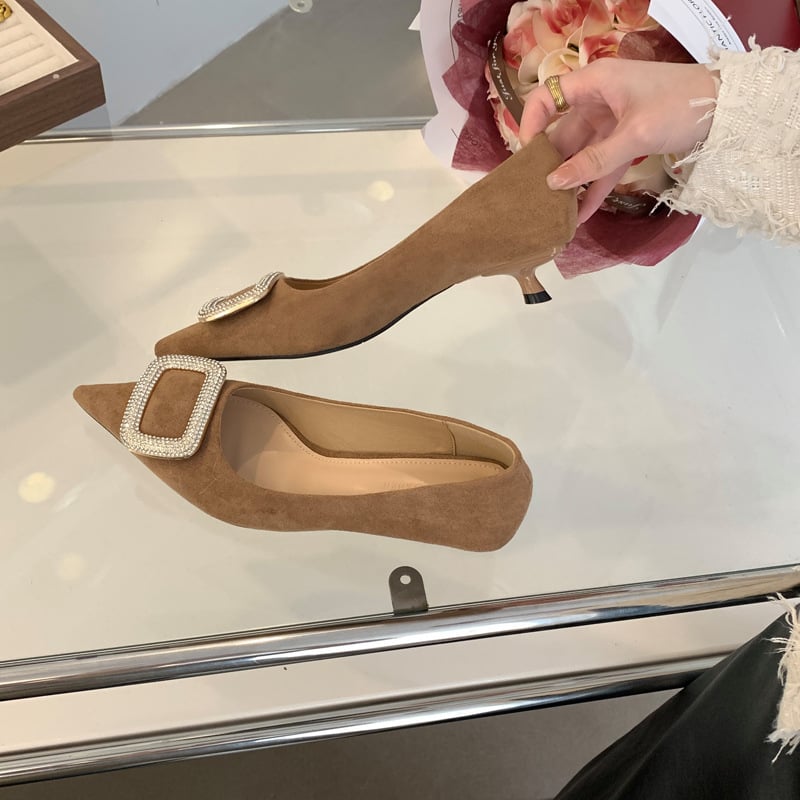 Γυναικείες γόβες με μυτερό δάχτυλο - επάνω από μικροΐνες, χαμηλό τακούνι 1-3 cm, εσωτερικός πάτος PU, μάρκα Huimeisi Zhen