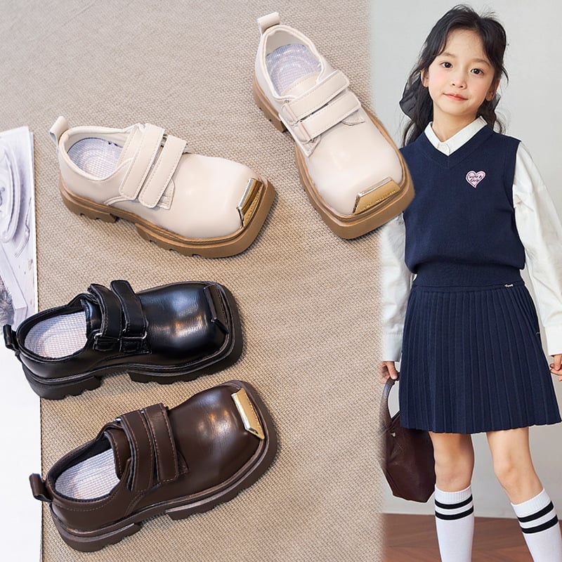 Gyerekeknek PU loafer Velcro-zárással, PU felsőrész, PU belső rész, PU talpbetét, gumitalp