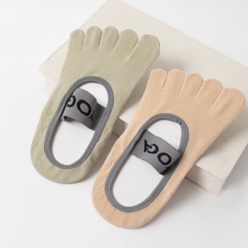 Петопръстни йога чорапи за жени, памук 70–80%, антиплъзгане, попиване на пот, невидими