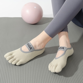 Петопръстни йога чорапи за жени, памук 70–80%, антиплъзгане, попиване на пот, невидими