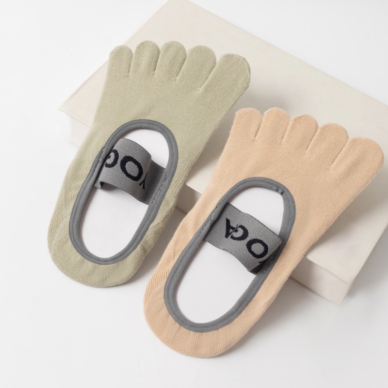 Петопръстни йога чорапи за жени, памук 70–80%, антиплъзгане, попиване на пот, невидими