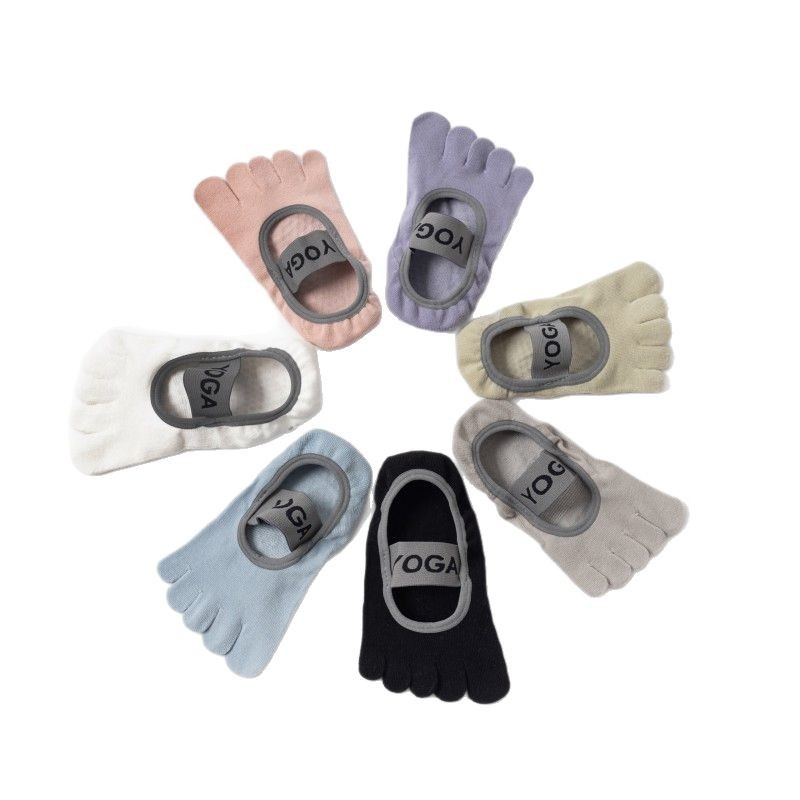 Петопръстни йога чорапи за жени, памук 70–80%, антиплъзгане, попиване на пот, невидими