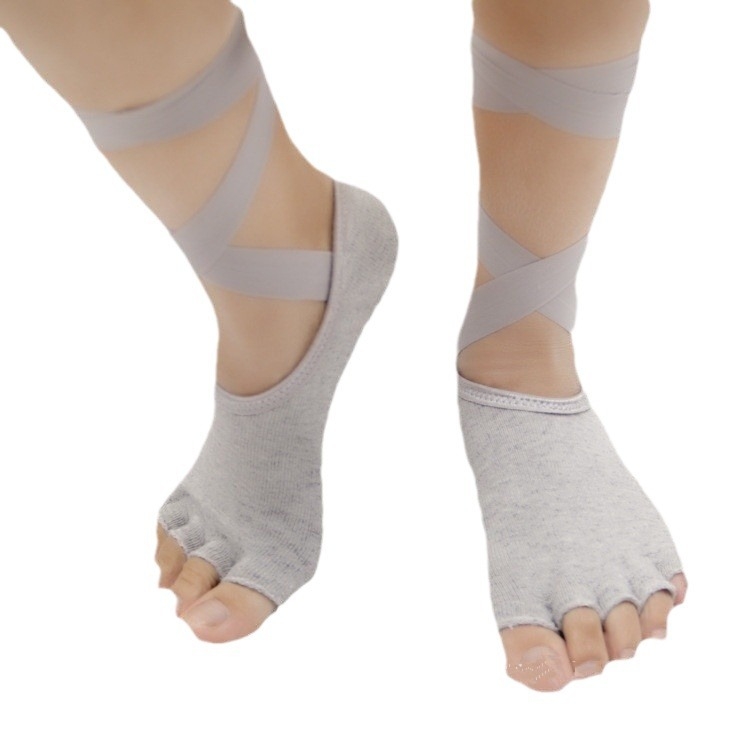 Йога чорапи за жени с антихлъзгаща се връзка, изцяло памук (70–80%), висок цилиндър, попиване на пот, дезодориране, против триене