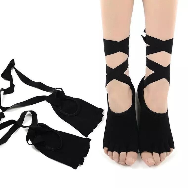 Йога чорапи за жени с антихлъзгаща се връзка, изцяло памук (70–80%), висок цилиндър, попиване на пот, дезодориране, против триене