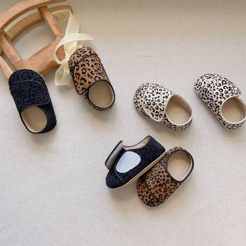 Dječje cipele s Korejskim stilom, Velcro zatvarač, protuklizna potplata, leopard uzorak, mekana potplata (Sezone: zima, proljeće, jesen)
