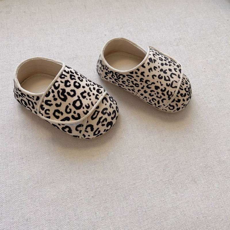 Dječje cipele s Korejskim stilom, Velcro zatvarač, protuklizna potplata, leopard uzorak, mekana potplata (Sezone: zima, proljeće, jesen)