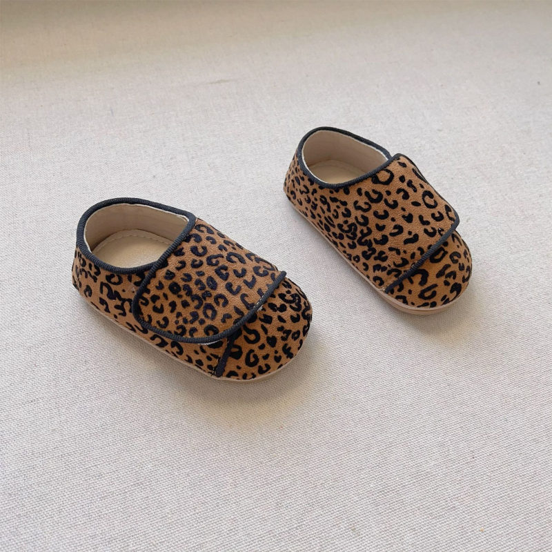 Dječje cipele s Korejskim stilom, Velcro zatvarač, protuklizna potplata, leopard uzorak, mekana potplata (Sezone: zima, proljeće, jesen)