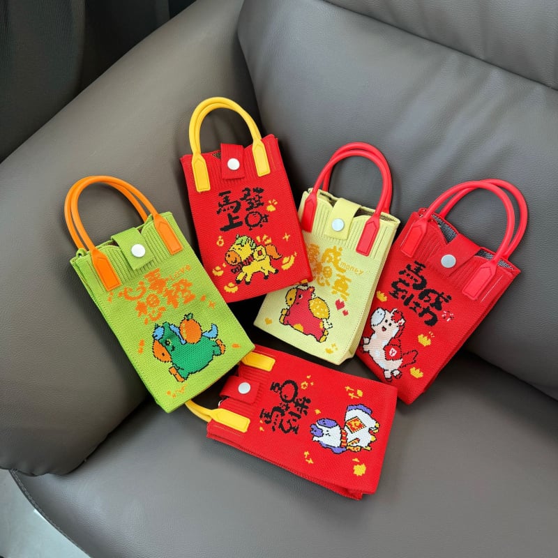 Crossbody taška na telefón, pletená, polyester, štýl literárno-čínskeho, vertikálny štvorcový tvar, otvorené horné otvorenie