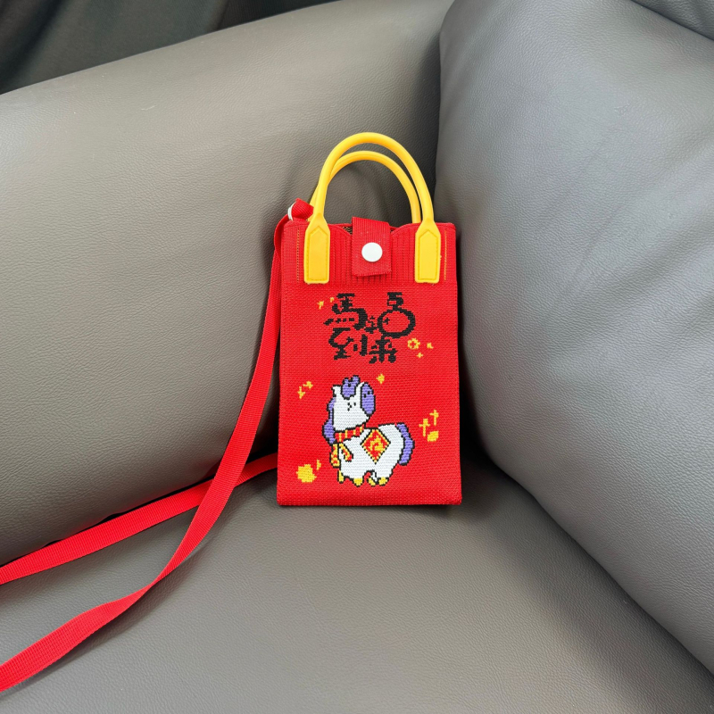 Crossbody taška na telefón, pletená, polyester, štýl literárno-čínskeho, vertikálny štvorcový tvar, otvorené horné otvorenie