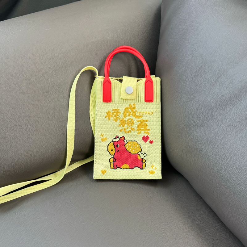 Crossbody taška na telefón, pletená, polyester, štýl literárno-čínskeho, vertikálny štvorcový tvar, otvorené horné otvorenie