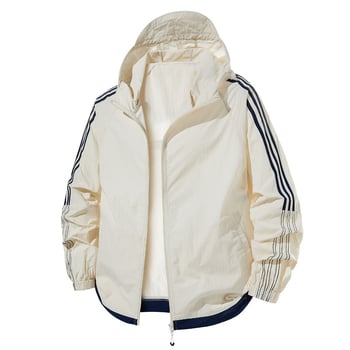 Jachetă de protecție solară cu glugă, țesătură subțire, 100% poliester, fermoar