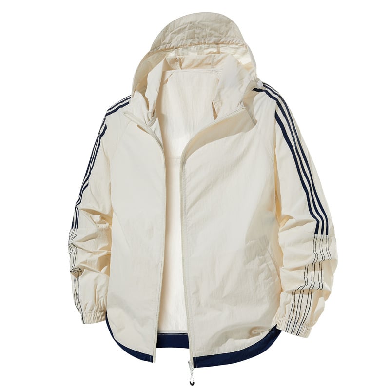 Jachetă de protecție solară cu glugă, țesătură subțire, 100% poliester, fermoar