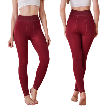 Pantaloni termici pentru femei, într-o singură piesă, croiți cropped, din poliester gros, model solid, 200 g